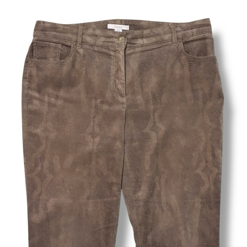 Chico’s Brown Python Print Corduroy Pants Size 2.… - image 8